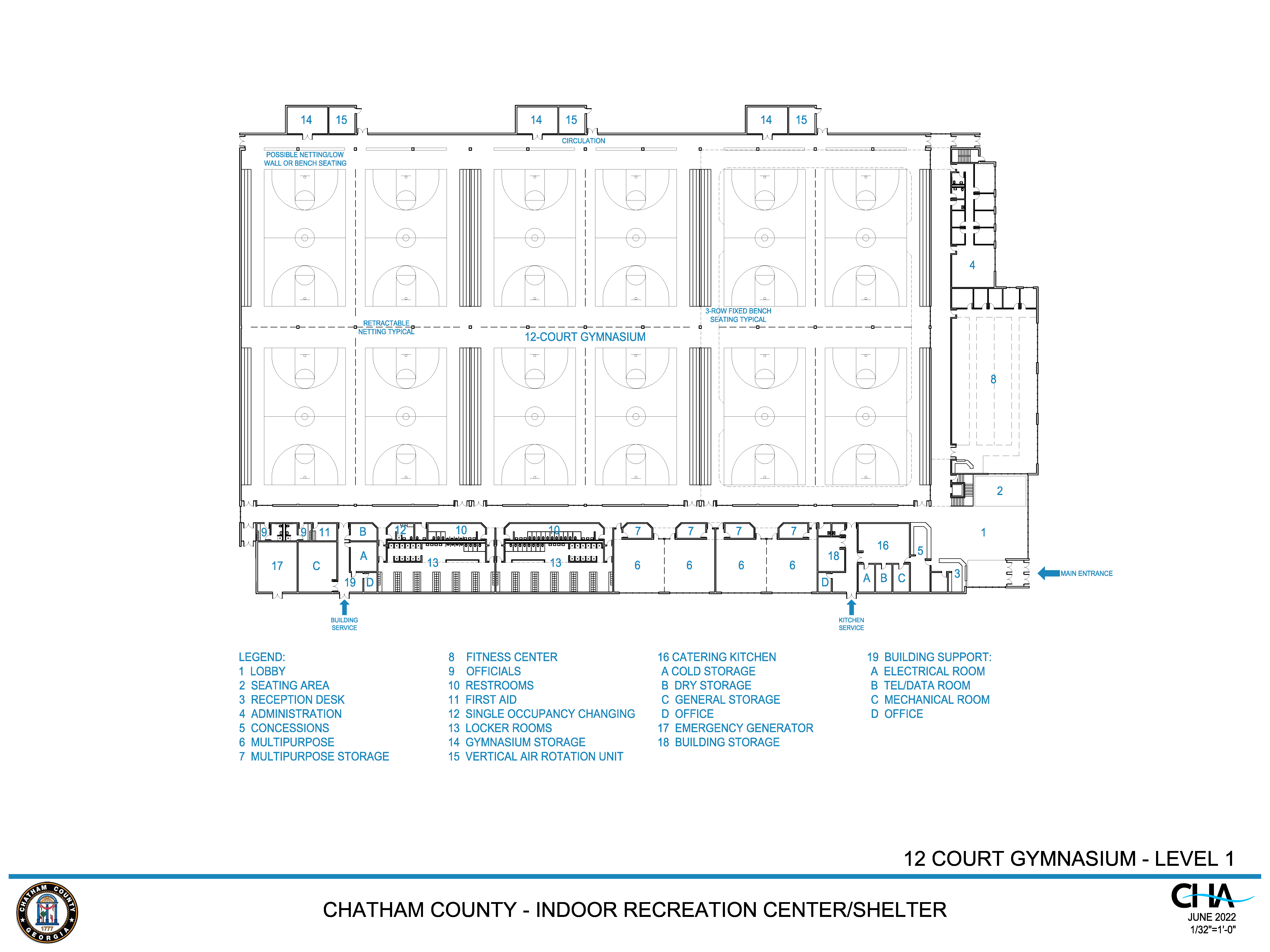 blueprint image of 12 court rec center